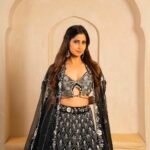 Noir Bloom Butterfly Cape Lehenga Set