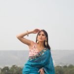The Teal Garden Organza Saree Set