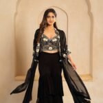 The Ebony Bloom Jacket Sharara Set