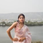 The Gulabi Bloom Organza Handwork Saree